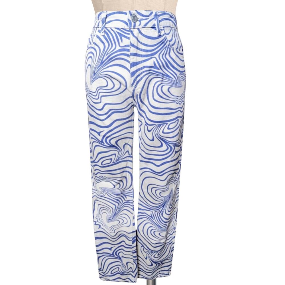 Cute Retro ZARA Blue Purple  Print Psychedelic Y2K 90's Vibe Swirly Jeans 4